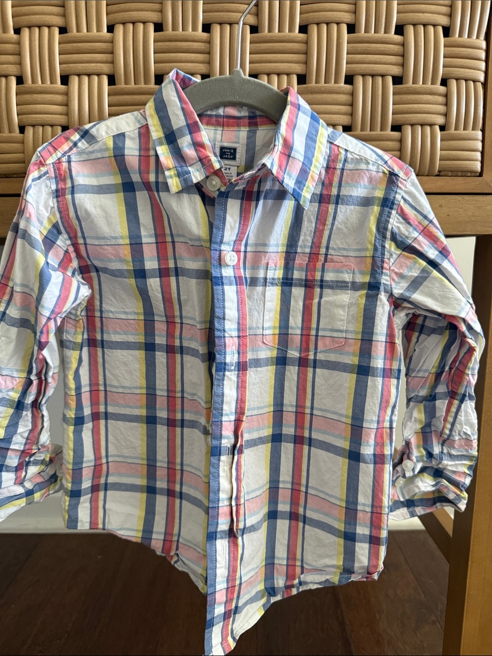 GAP Plaid Button-Up Shirt - White, Blue, Pink & Yellow